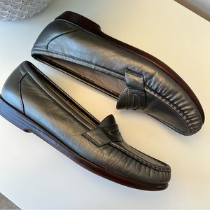 SAS Metallic Silver Grey Comfort Penny Loafer